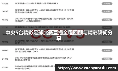中央5台精彩足球比赛直播全程回顾与精彩瞬间分享